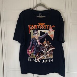 Elton John Graphic Black T-Shirt Sz 2XL